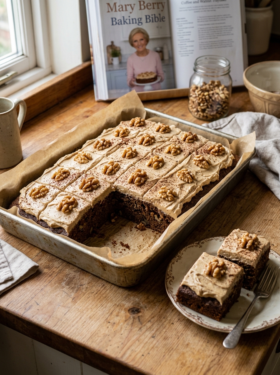 Mary Berry Coffee and Walnut Traybake Recipe