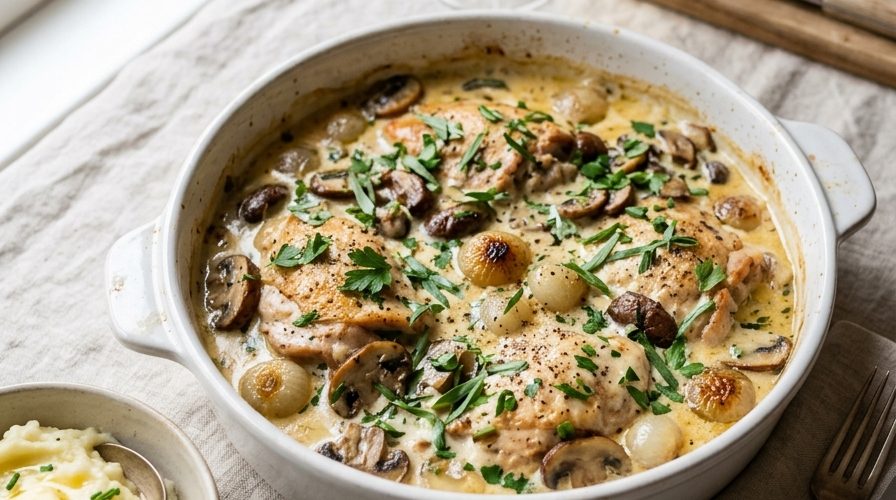 Mary Berry Creamy Chicken Casserole with White Wine Recipe