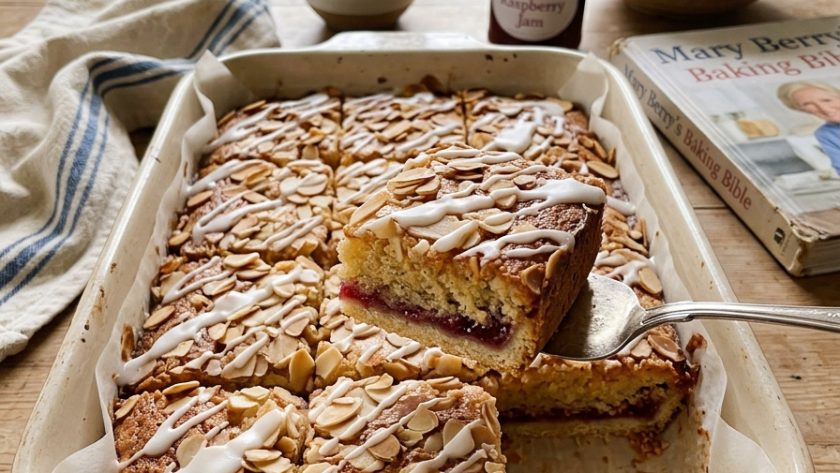 Mary Berry Bakewell Traybake Recipe 1 Mary Berry Bakewell Traybake Recipe