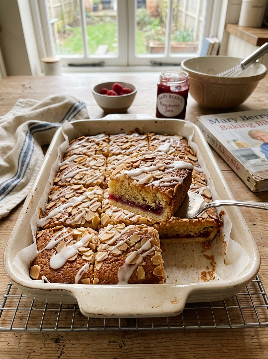 Mary Berry Bakewell Traybake Recipe 3 Mary Berry Bakewell Traybake Recipe