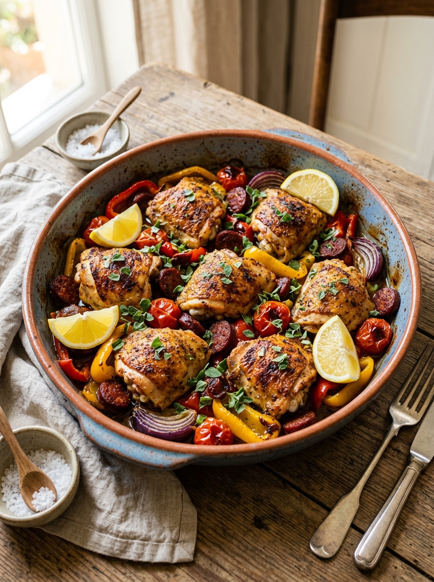 Mary Berry Mediterranean Chicken Thighs with Chorizo Recipe