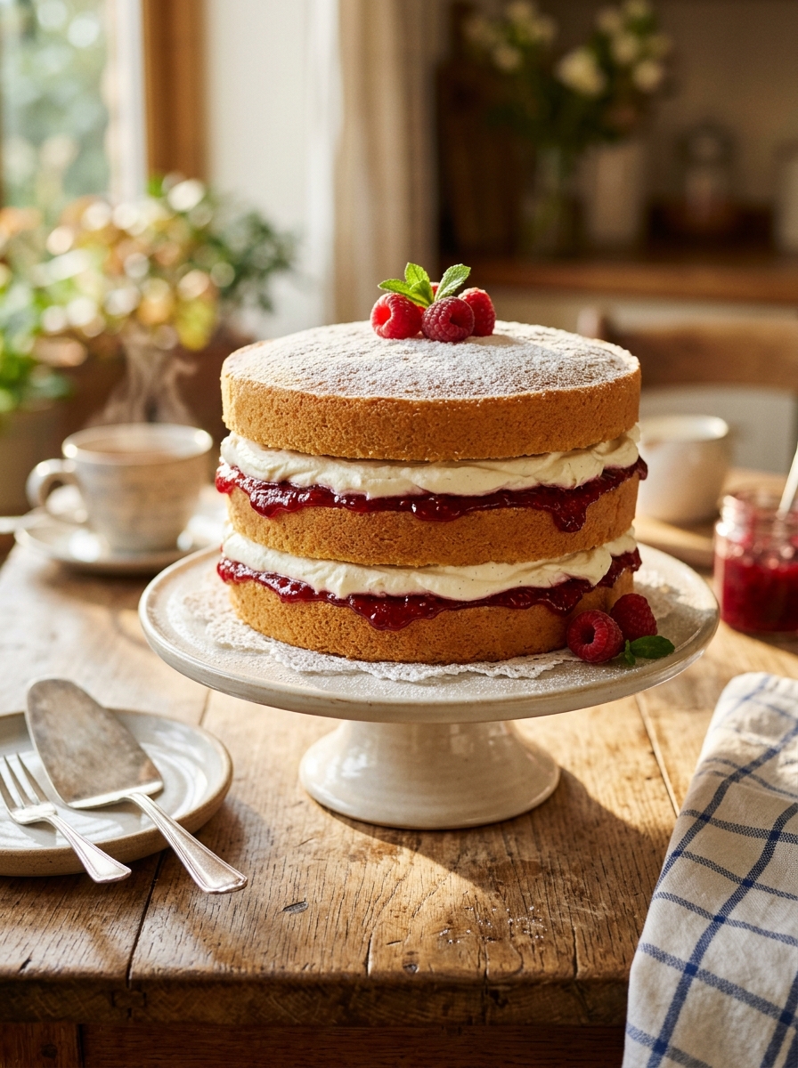 Victoria Sponge cake on table 202608311548