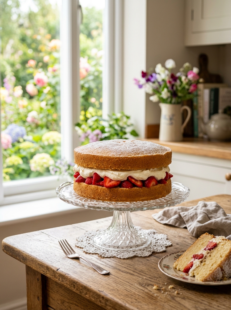 Mary Berry Victoria Sponge with Fresh Cream and Strawberries Recipe